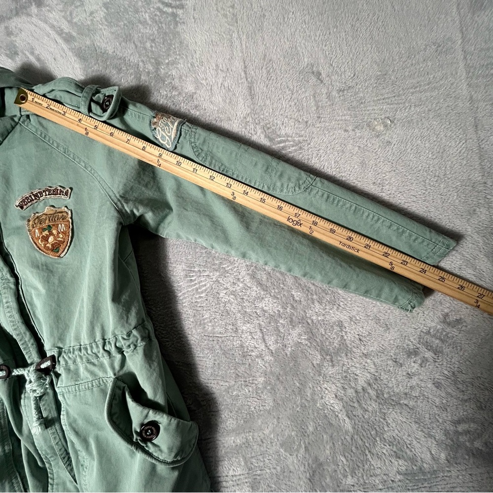 Samansa Mos2 SM2 Jacket Coat Womens XS S Green Zip‎ Snap Hoodie Patches READ - Picture 6 of 16